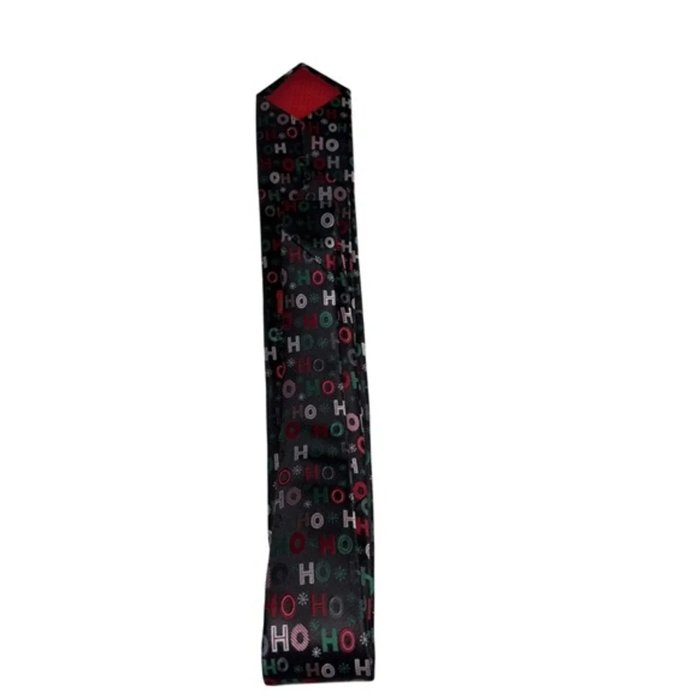 Holiday Traditions Hallmark‎ Mens Christmas Tie Black Ho Ho Ho Microfiber